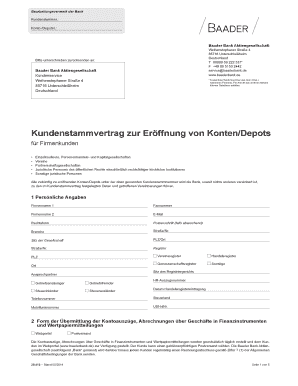 Kundenstammvertrag zur Eröffnung von Konten/Depots für Firmenkunden