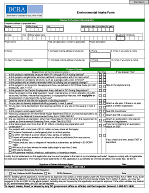 Environmental Intake Form