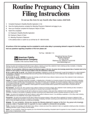 Routine Pregnancy Claim Form