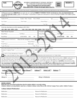 UIL Athletic Participation Form