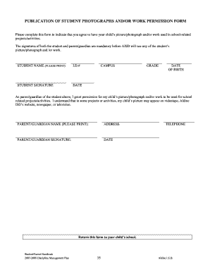 Student Photo and Work Permission Form