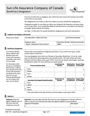 Sun Life Beneficiary Designation Form