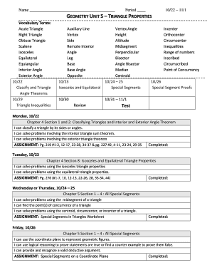 Geometry Unit 5 Triangle Properties Worksheet