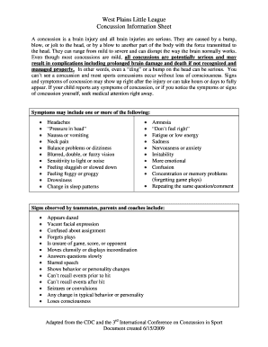 West Plains Little League Concussion Information Sheet