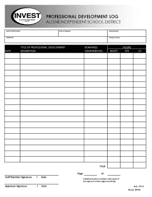 Professional Development Hours Tracking Form