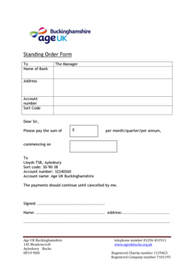 Standing Order Form