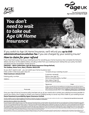 Age UK Home Insurance Cancellation Fee Refund Form