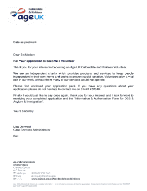 Age UK Volunteer Application Form