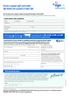 Age UK Regular Gift Donation Form
