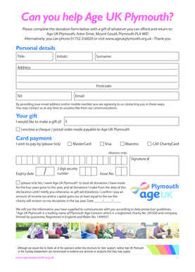 Age UK Plymouth Donation Form