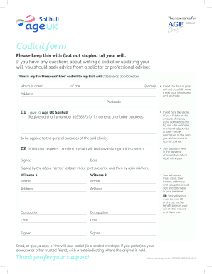 Codicil to Last Will Form