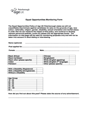 Equal Opportunities Monitoring Form