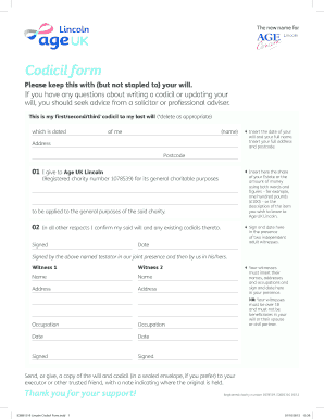 Codicil to Last Will Form