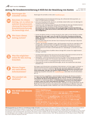 Antrag für Krankenversicherung & Hilfe bei der Bezahlung von Kosten