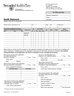 Medicare Supplement Health Statement