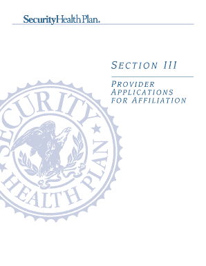 Security Health Plan Provider Application