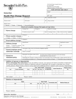 Health Plan Change Request Form