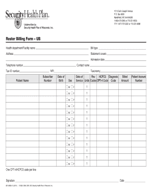 Roster Billing Form - UB