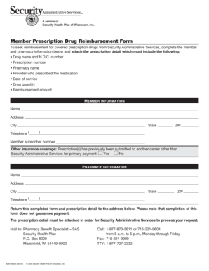 Member Prescription Drug Reimbursement Form