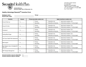 Healthy Advantage Rewards Incentive Form