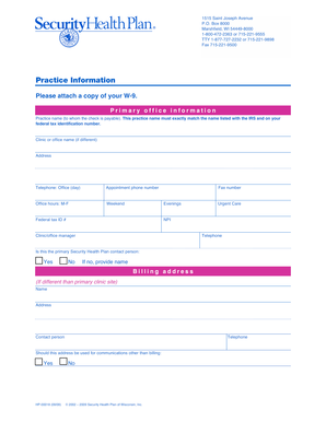 Security Health Plan Provider Information Form
