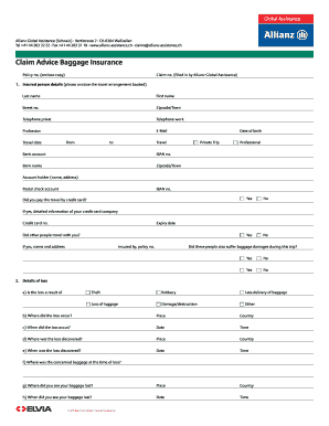 Allianz Gepäckversicherungsanspruchsformular
