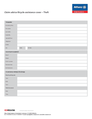 Bicycle Theft Claim Form
