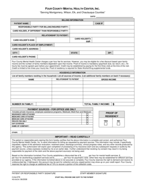 Four County Mental Health Billing Form
