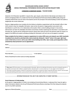 Annual Professional Performance Review Request Form