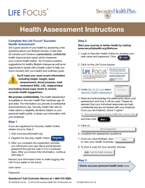 Health Assessment Instructions
