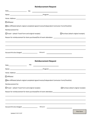Reimbursement Request Form