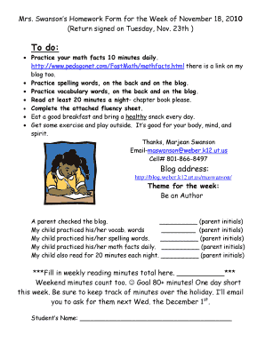 Homework Assignment Form