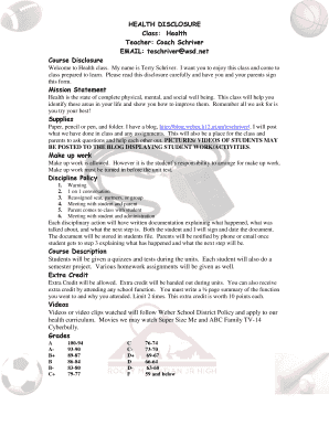 Health Class Disclosure and Human Sexuality Consent Form