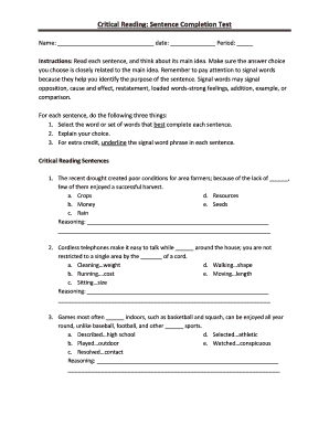 Critical Reading Sentence Completion Test
