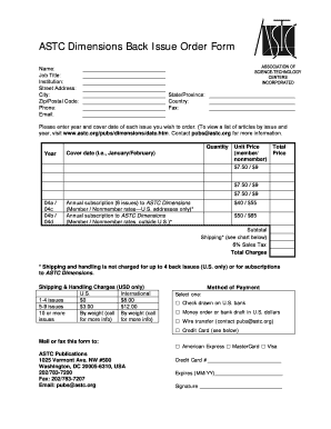 ASTC Dimensions Back Issue Order Form