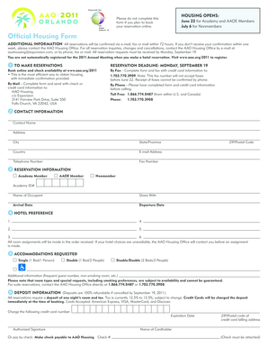 AAO Housing Reservation Form