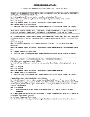 Free and Reduced Price School Meals Family Application