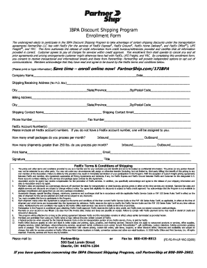 IBPA Discount Shipping Program Enrollment Form