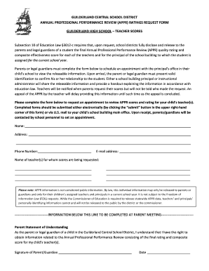 Guilderland Central School District Teacher APPR Ratings Request Form