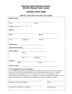 2009-2010 Student Poster Contest Entry Form