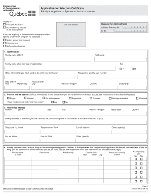 Quebec Immigration Selection Certificate Application