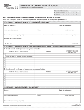 Demande de certificat de sélection