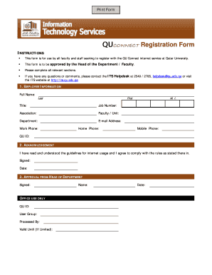 Qatar University QU Connect Registration Form