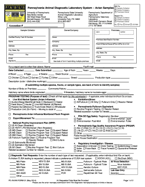 Pennsylvania Avian Diagnostic Laboratory Form