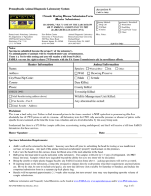 Pennsylvania Chronic Wasting Disease Submission Form