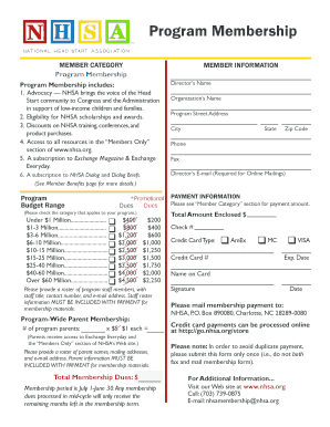 NHSA Program Membership Application