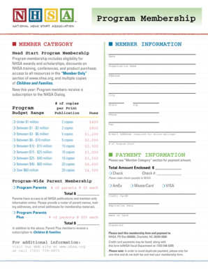 Head Start Program Membership Application