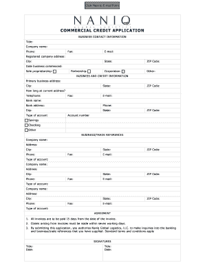 Commercial Credit Application