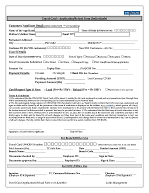 Travel Card Application Form