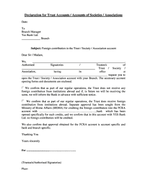 Trust Account Declaration and Authorization